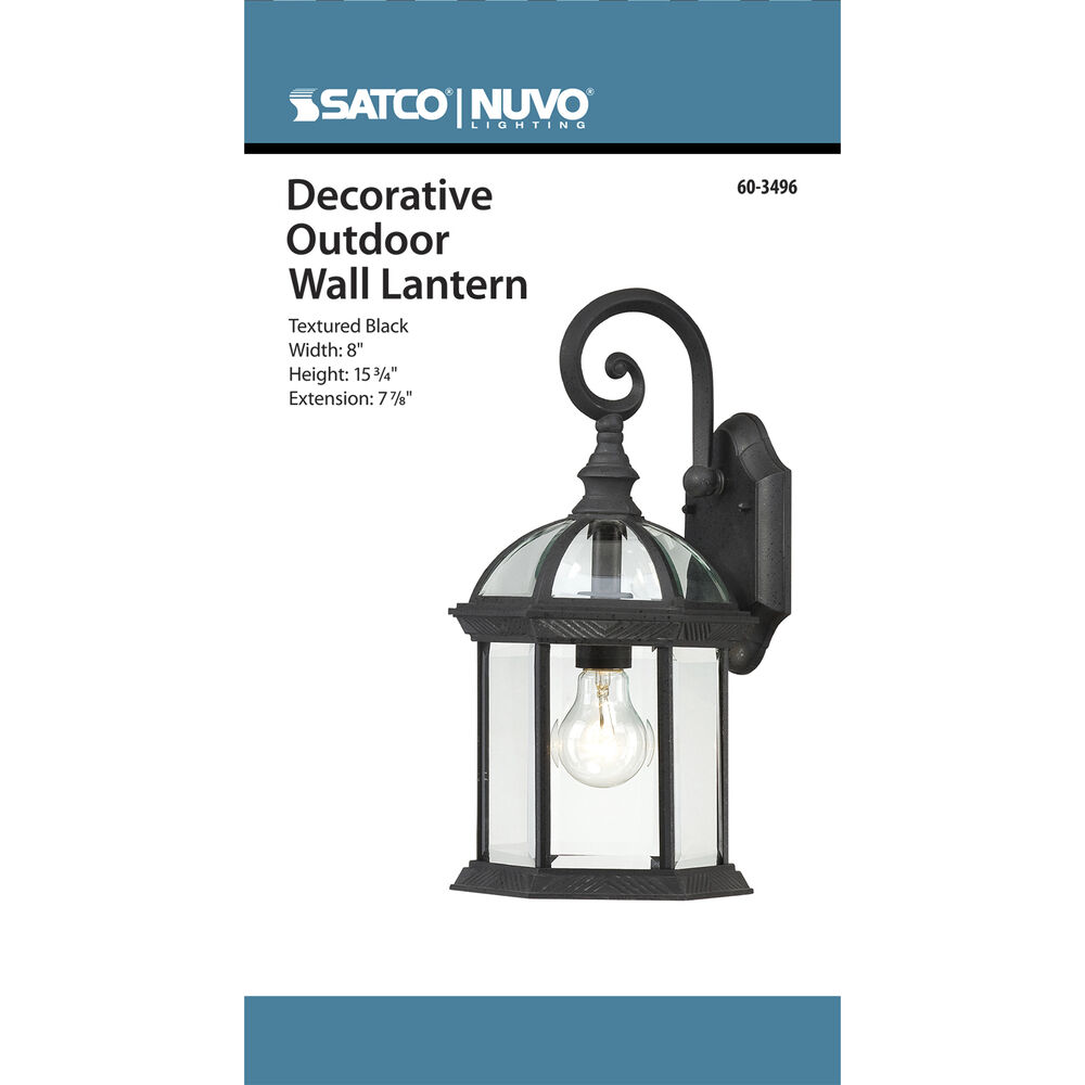 Nuvo Lighting Boxwood 1 Light 16 Inch Textured Black Outdoor Wall Sconce