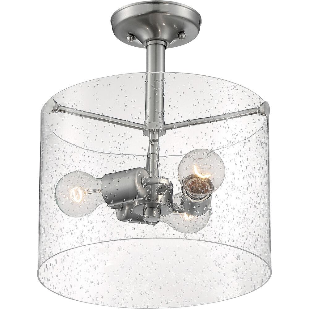 Nuvo Lighting Bransel 3 Light 12 Inch Brushed Nickel Semi Flush Mount Fixture Ceiling Light