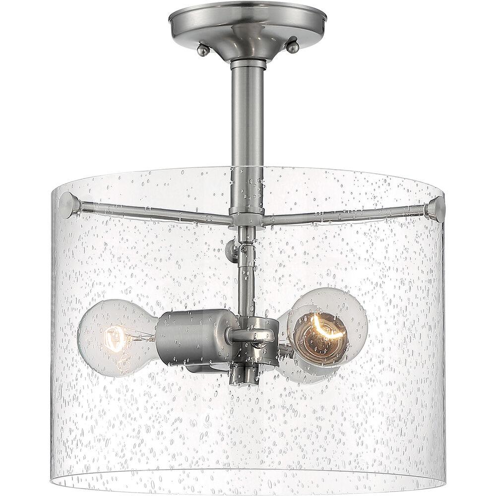 Nuvo Lighting Bransel 3 Light 12 Inch Brushed Nickel Semi Flush Mount Fixture Ceiling Light