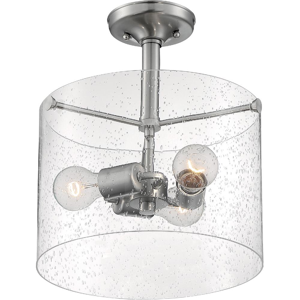 nuvo lighting Bransel 3 Light 12 inch Brushed Nickel Semi Flush Mount Fixture Ceiling Light