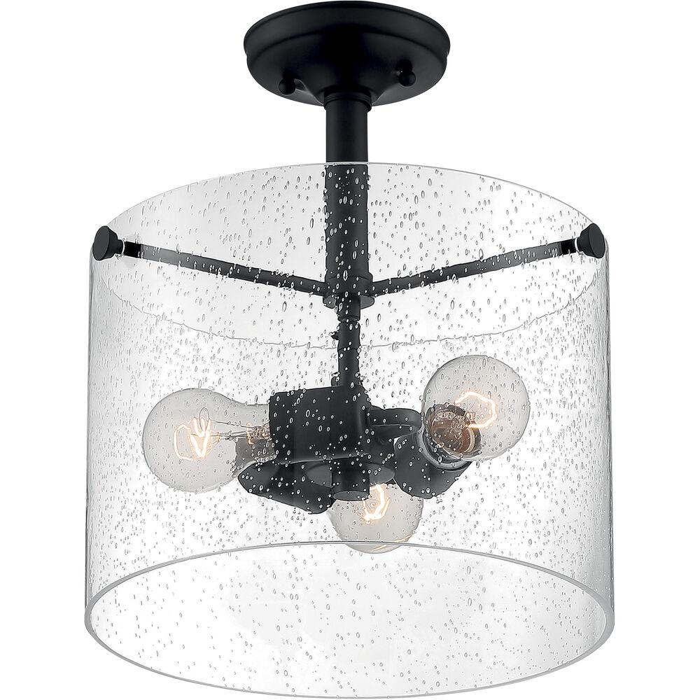 Nuvo Lighting Bransel 3 Light 12 Inch Matte Black Semi Flush Mount Fixture Ceiling Light