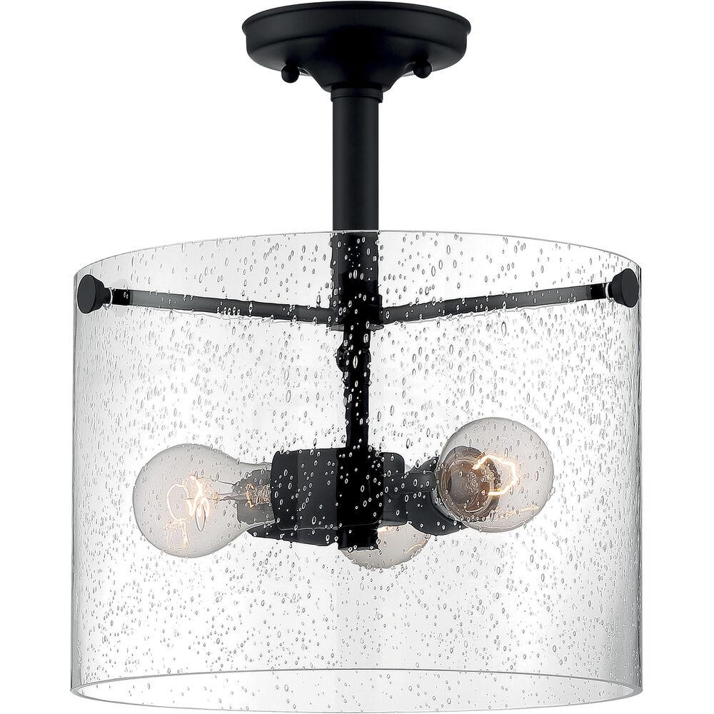 Nuvo Lighting Bransel 3 Light 12 Inch Matte Black Semi Flush Mount Fixture Ceiling Light