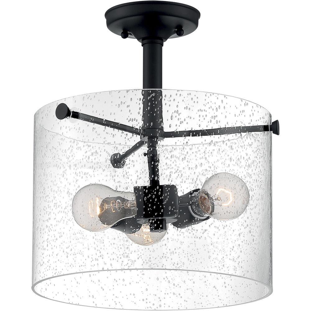 Nuvo Lighting Bransel 3 Light 12 Inch Matte Black Semi Flush Mount Fixture Ceiling Light