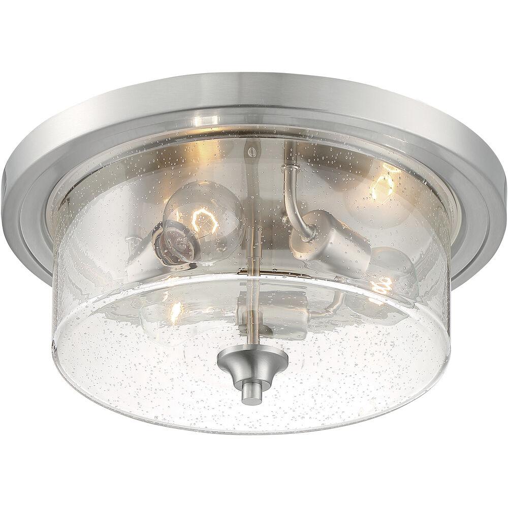 Nuvo Lighting Bransel 3 Light 15 Inch Brushed Nickel Flush Mount Fixture Ceiling Light