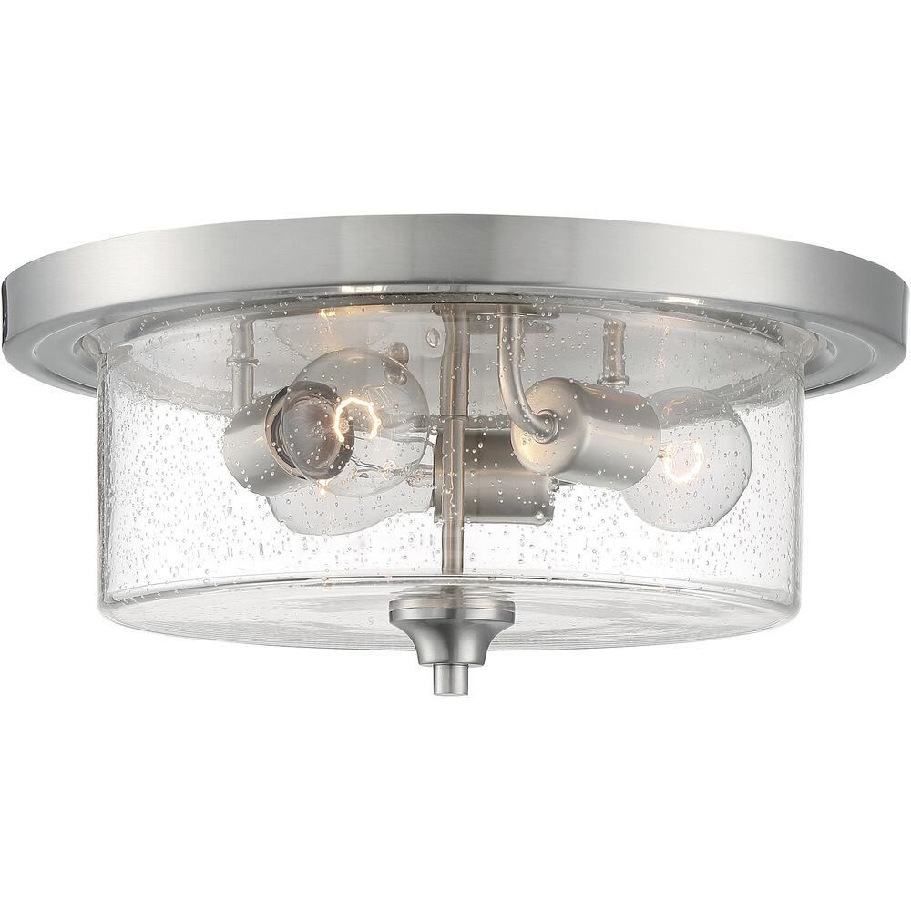Nuvo Lighting Bransel 3 Light 15 Inch Brushed Nickel Flush Mount Fixture Ceiling Light