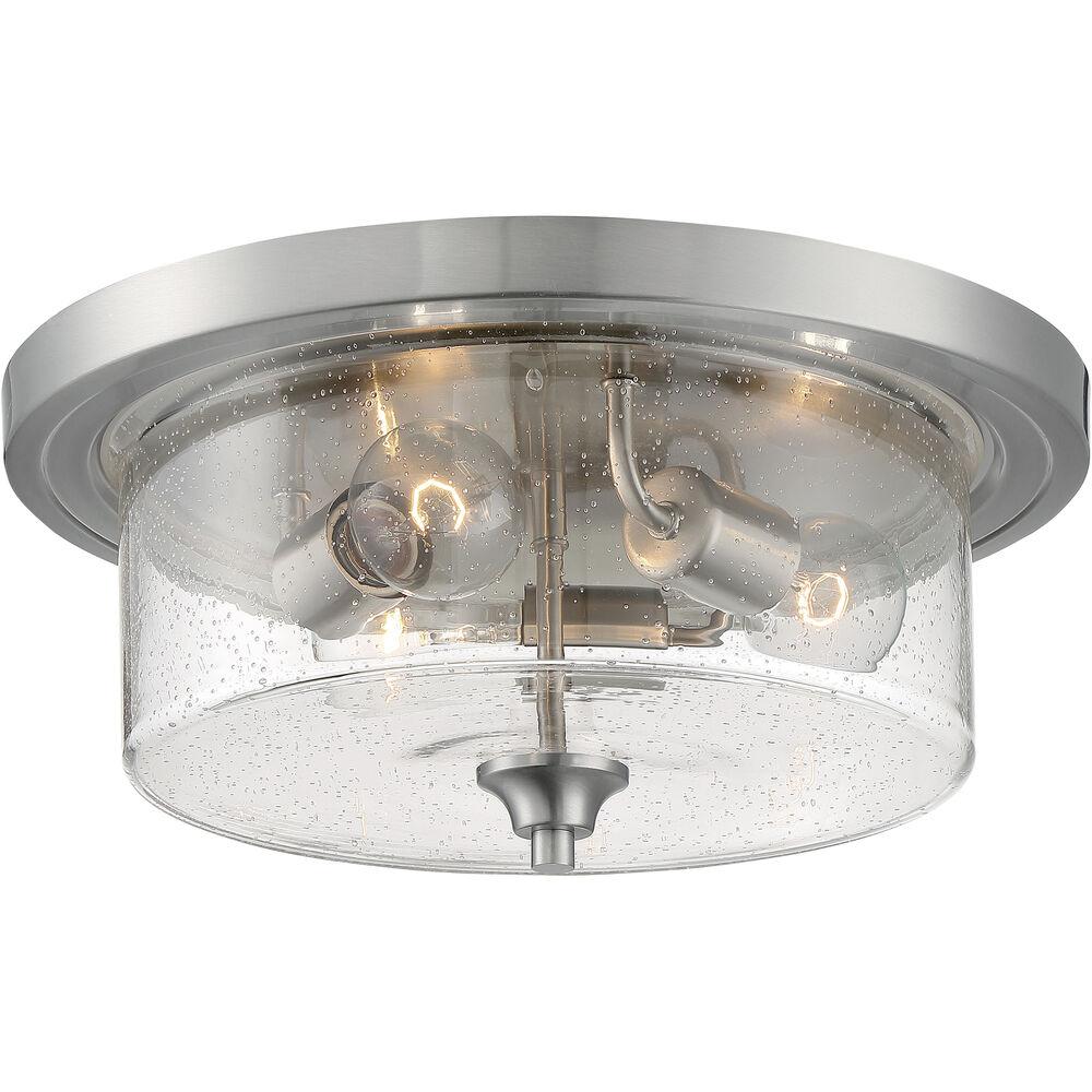 Nuvo Lighting Bransel 3 Light 15 Inch Brushed Nickel Flush Mount Fixture Ceiling Light