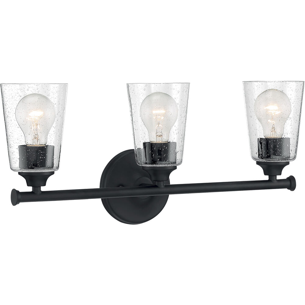 Nuvo Lighting Bransel 3 Light 20 Inch Matte Black Vanity Light Wall Light