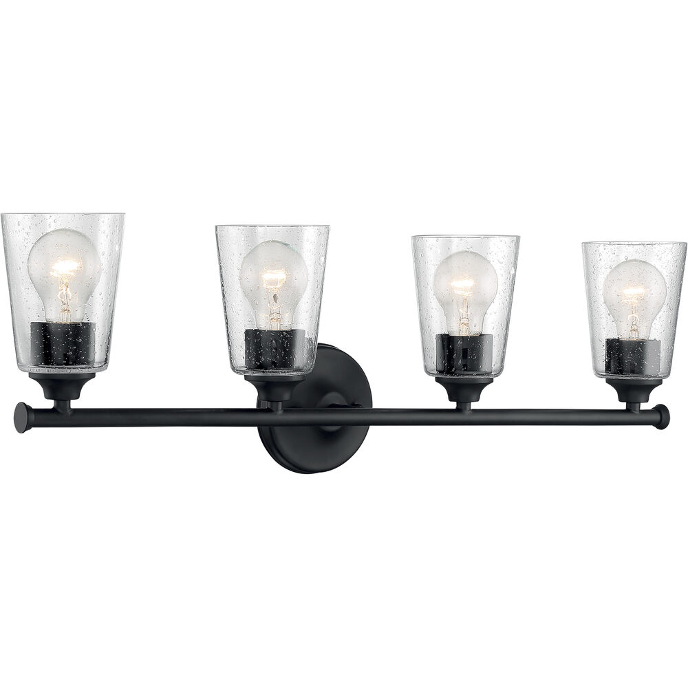 Nuvo Lighting Bransel 4 Light 28 Inch Matte Black Vanity Light Wall Light