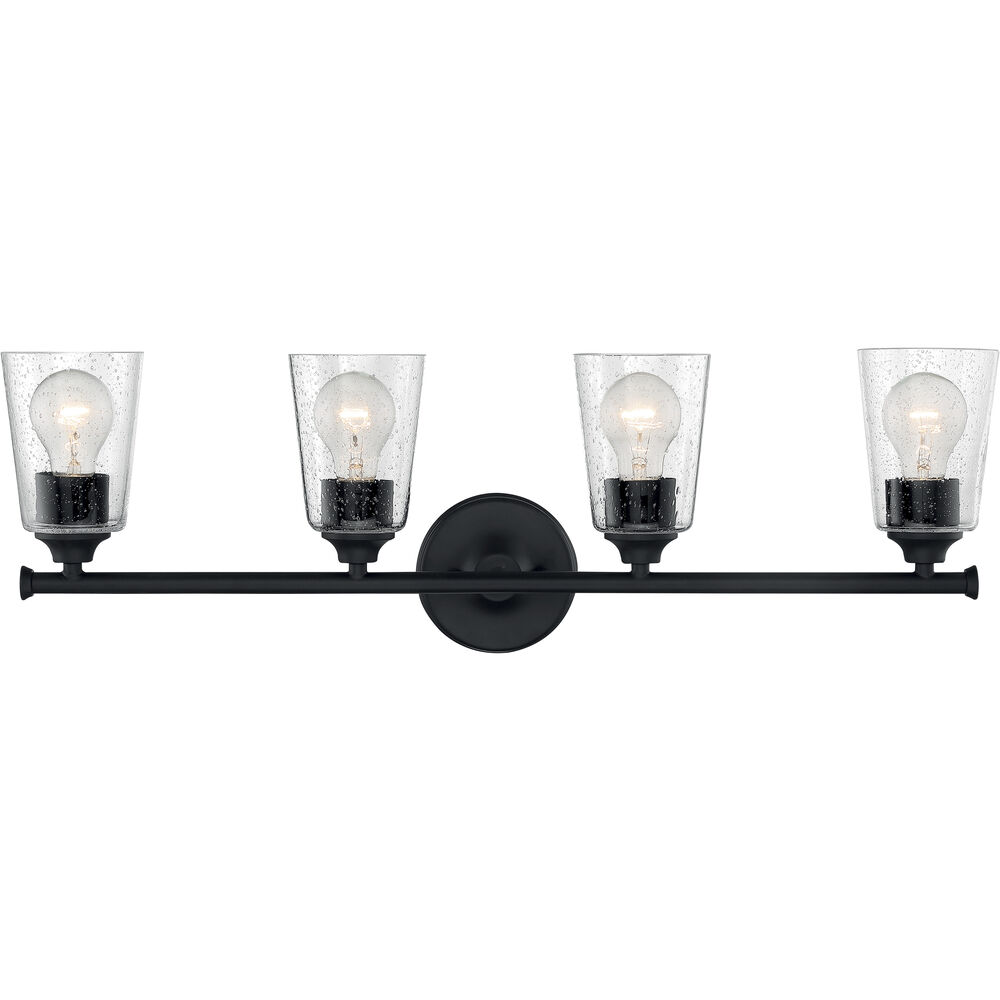 Nuvo Lighting Bransel 4 Light 28 Inch Matte Black Vanity Light Wall Light