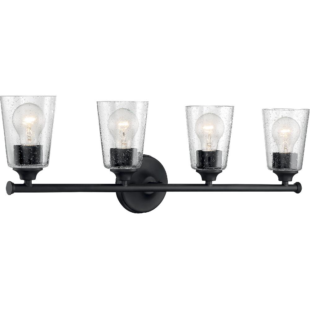 nuvo lighting Bransel 4 Light 28 inch Matte Black Vanity Light Wall Light
