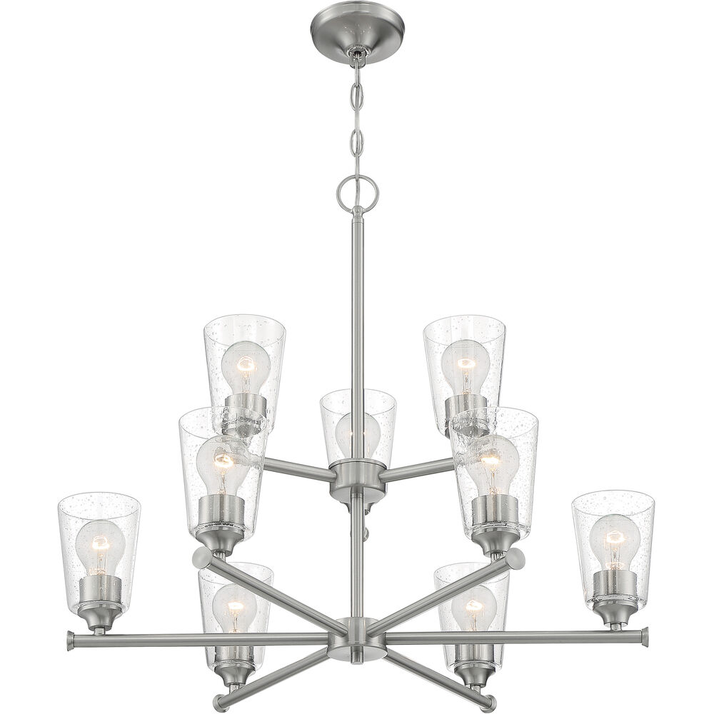 Nuvo Lighting Bransel 9 Light 28 Inch Brushed Nickel Chandelier Ceiling Light