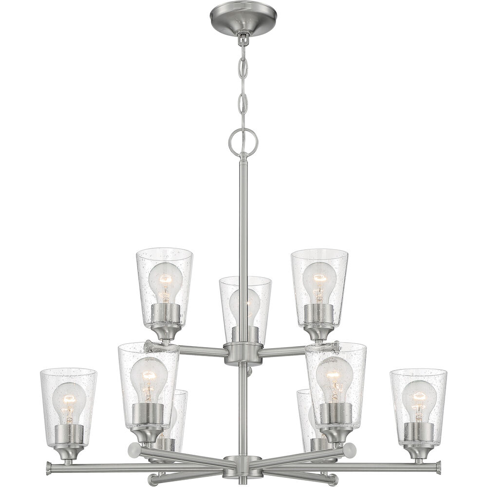 Nuvo Lighting Bransel 9 Light 28 Inch Brushed Nickel Chandelier Ceiling Light