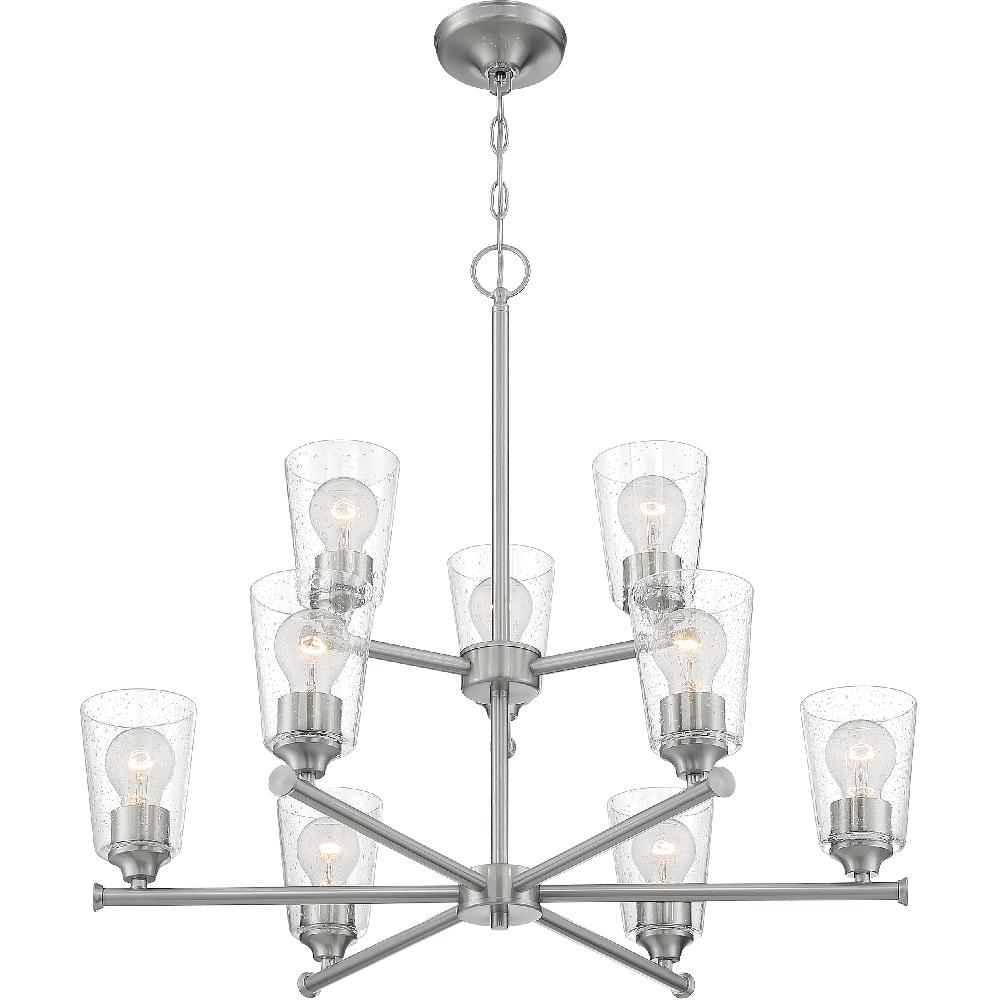 nuvo lighting Bransel 9 Light 28 inch Brushed Nickel Chandelier Ceiling Light