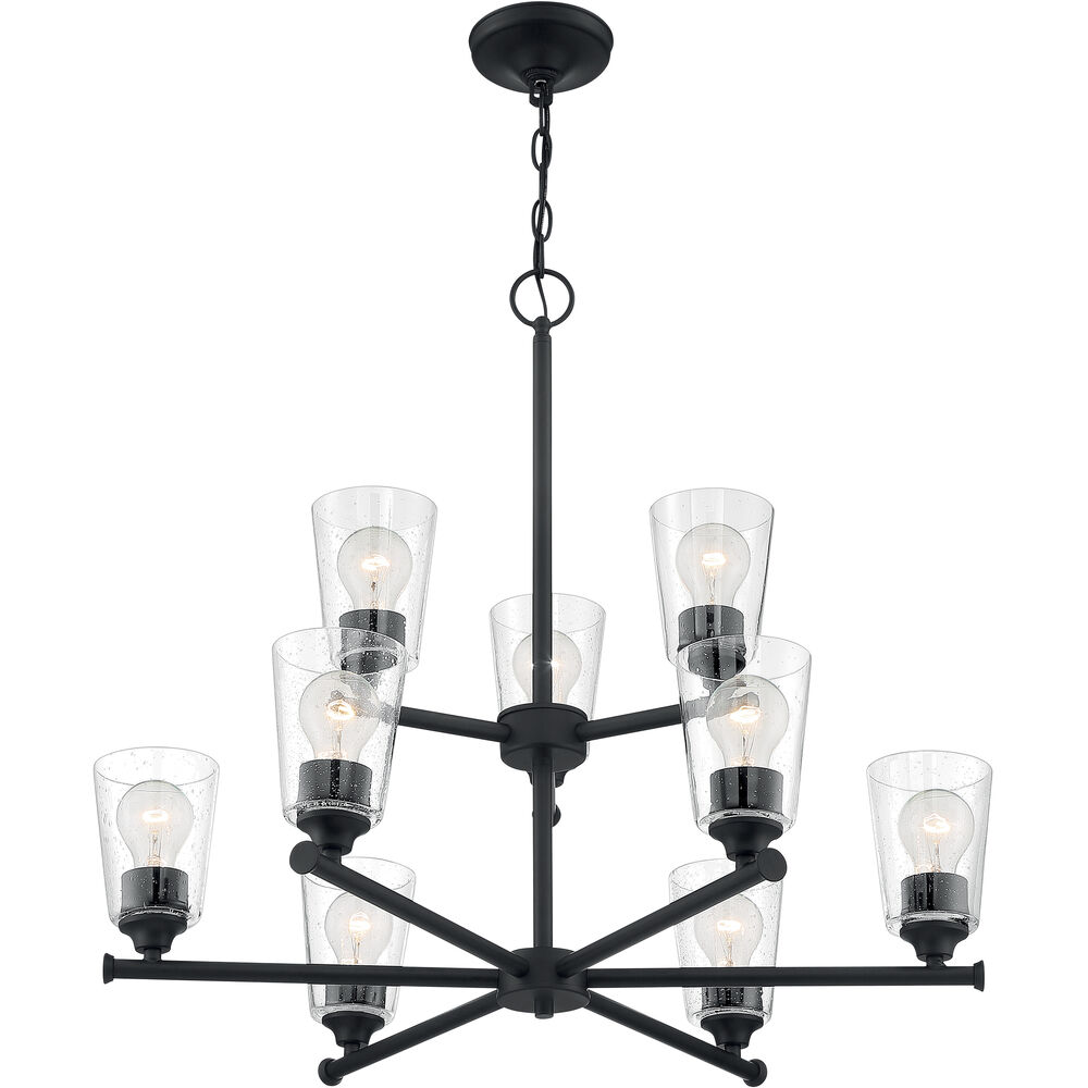 Nuvo Lighting Bransel 9 Light 28 Inch Matte Black Chandelier Ceiling Light