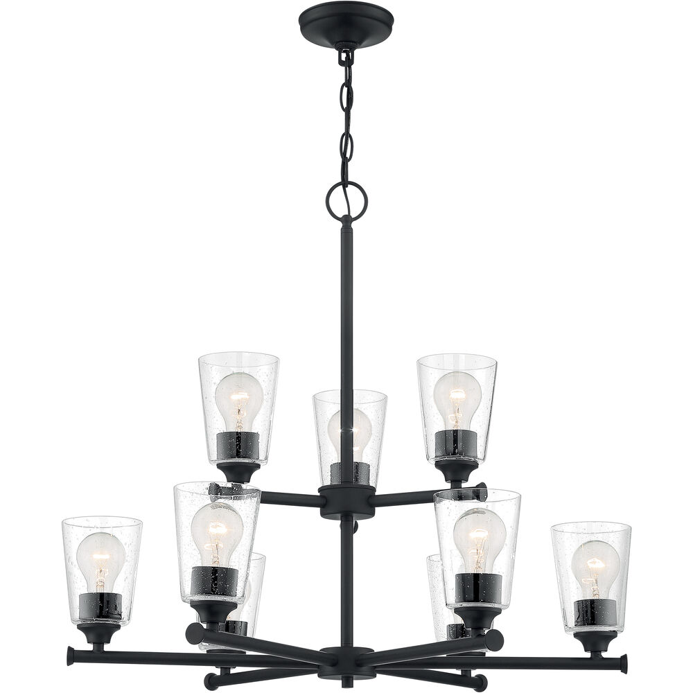 Nuvo Lighting Bransel 9 Light 28 Inch Matte Black Chandelier Ceiling Light