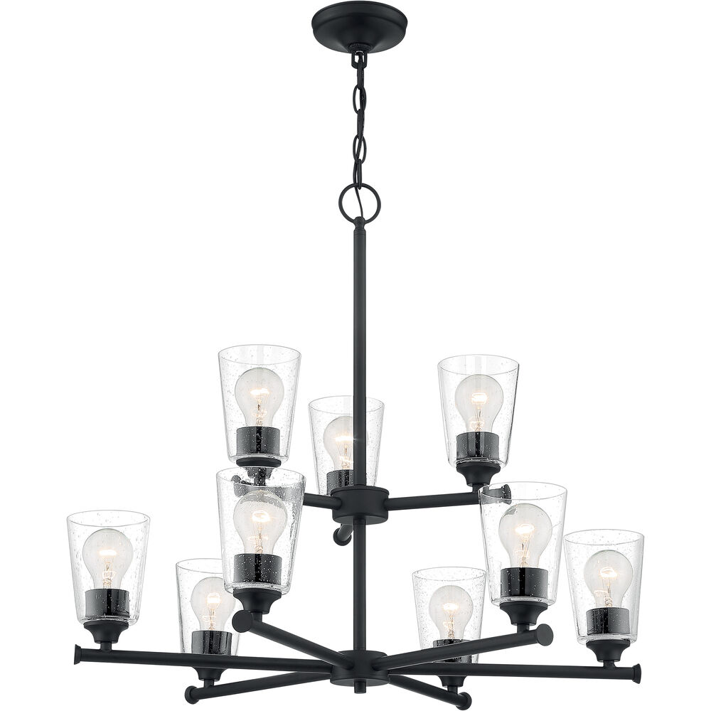 Nuvo Lighting Bransel 9 Light 28 Inch Matte Black Chandelier Ceiling Light