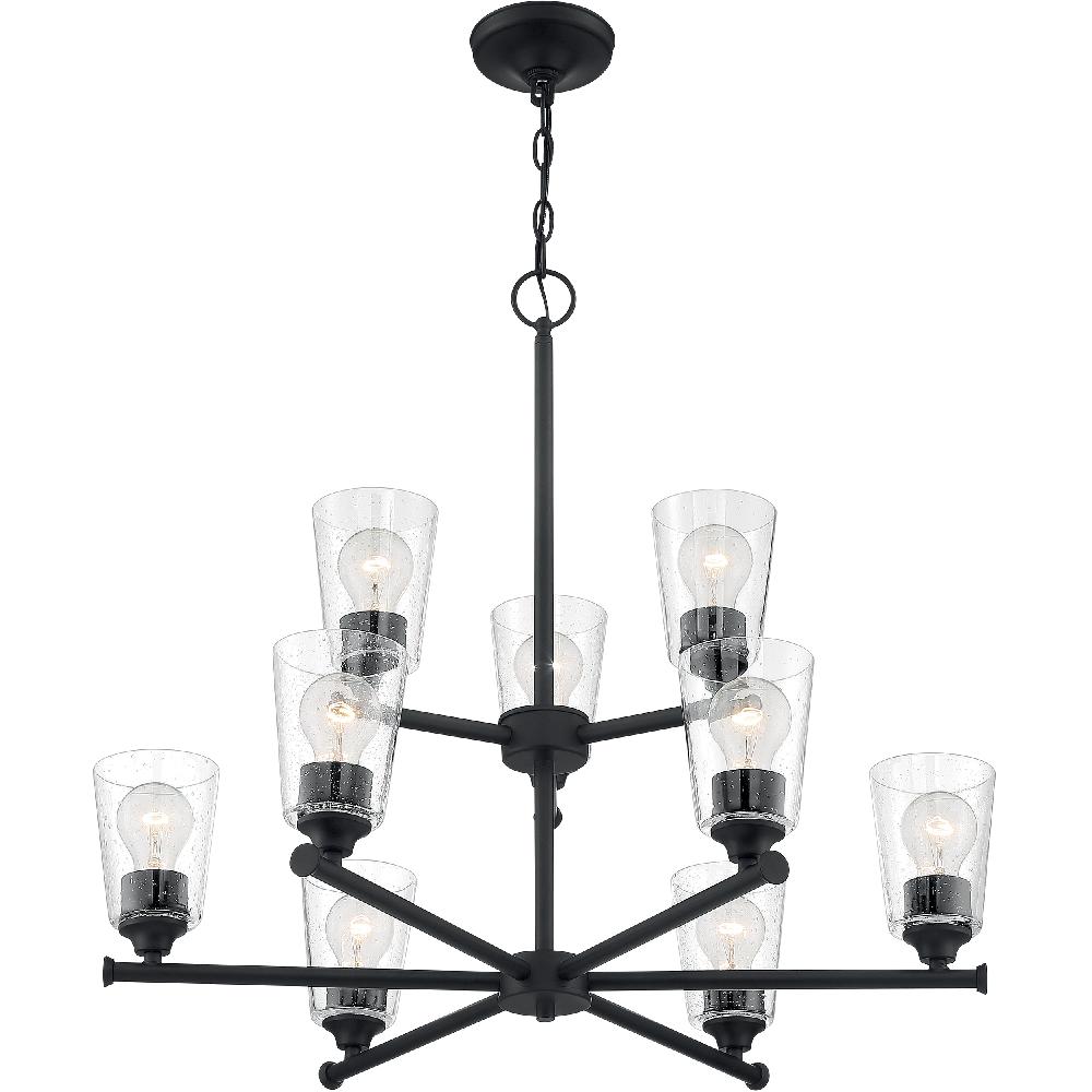 nuvo lighting Bransel 9 Light 28 inch Matte Black Chandelier Ceiling Light