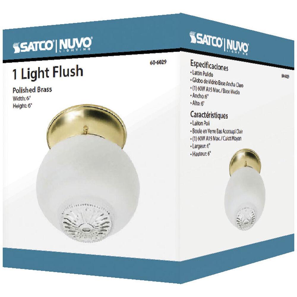 Nuvo Lighting Brentwood 1 Light 5 Inch Polished Brass Flush Mount Ceiling Light