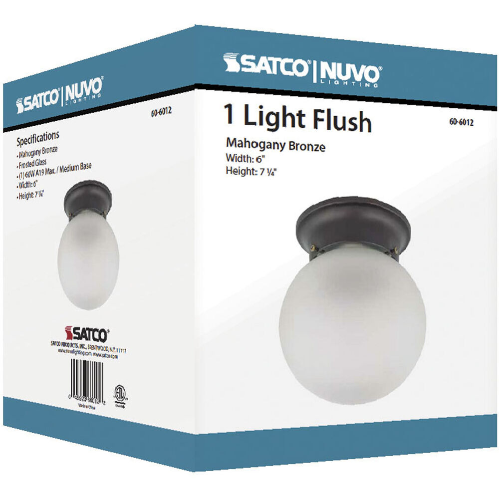Nuvo Lighting Brentwood 1 Light 6 Inch Mahogany Bronze Flush Mount Ceiling Light