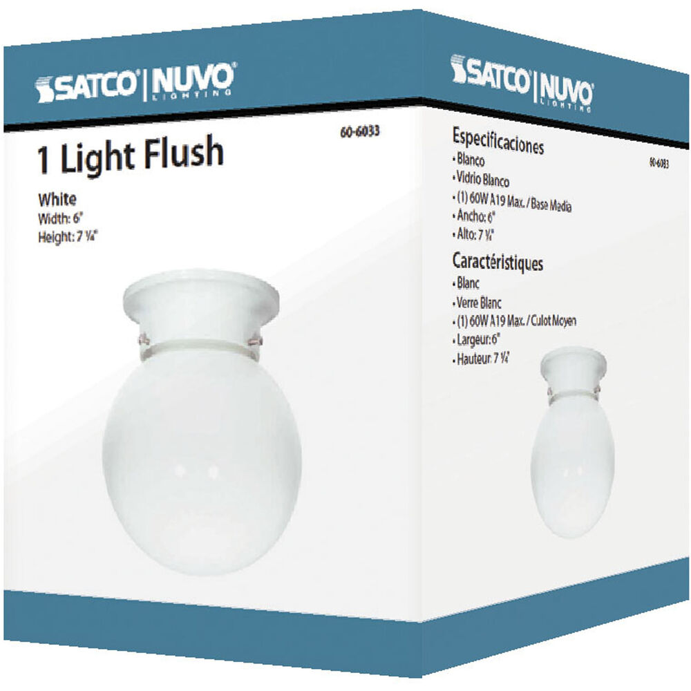 Nuvo Lighting Brentwood 1 Light 6 Inch White Flush Mount Ceiling Light