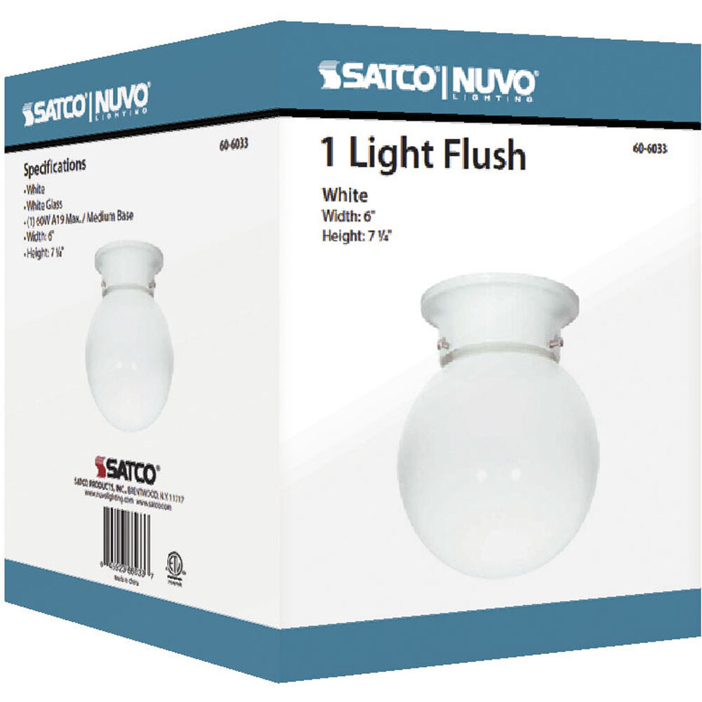 Nuvo Lighting Brentwood 1 Light 6 Inch White Flush Mount Ceiling Light