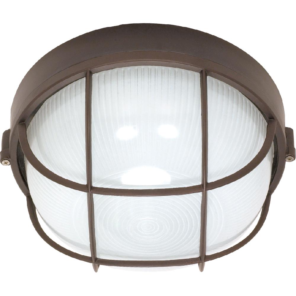 nuvo lighting Brentwood 1 Light 8 inch Architectural Bronze Outdoor Bulk Head Round Cage