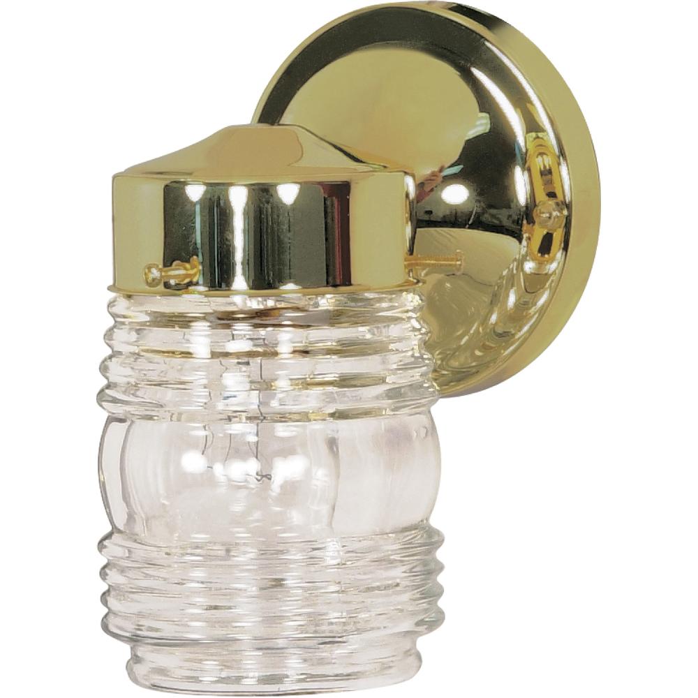 nuvo lighting Brentwood 1 Light 9 inch Polished Brass and Clear Ribbed Outdoor Wall Light