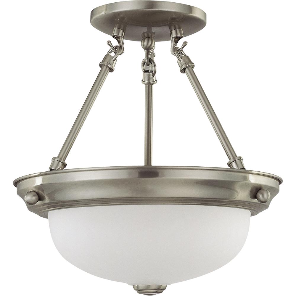 nuvo lighting Brentwood 2 Light 11 inch Brushed Nickel Semi-Flush Ceiling Light