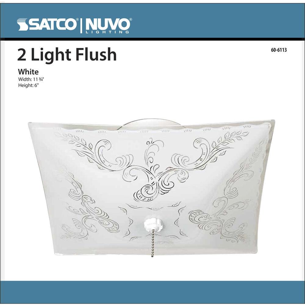 Nuvo Lighting Brentwood 2 Light 12 Inch White Flush Mount Ceiling Light