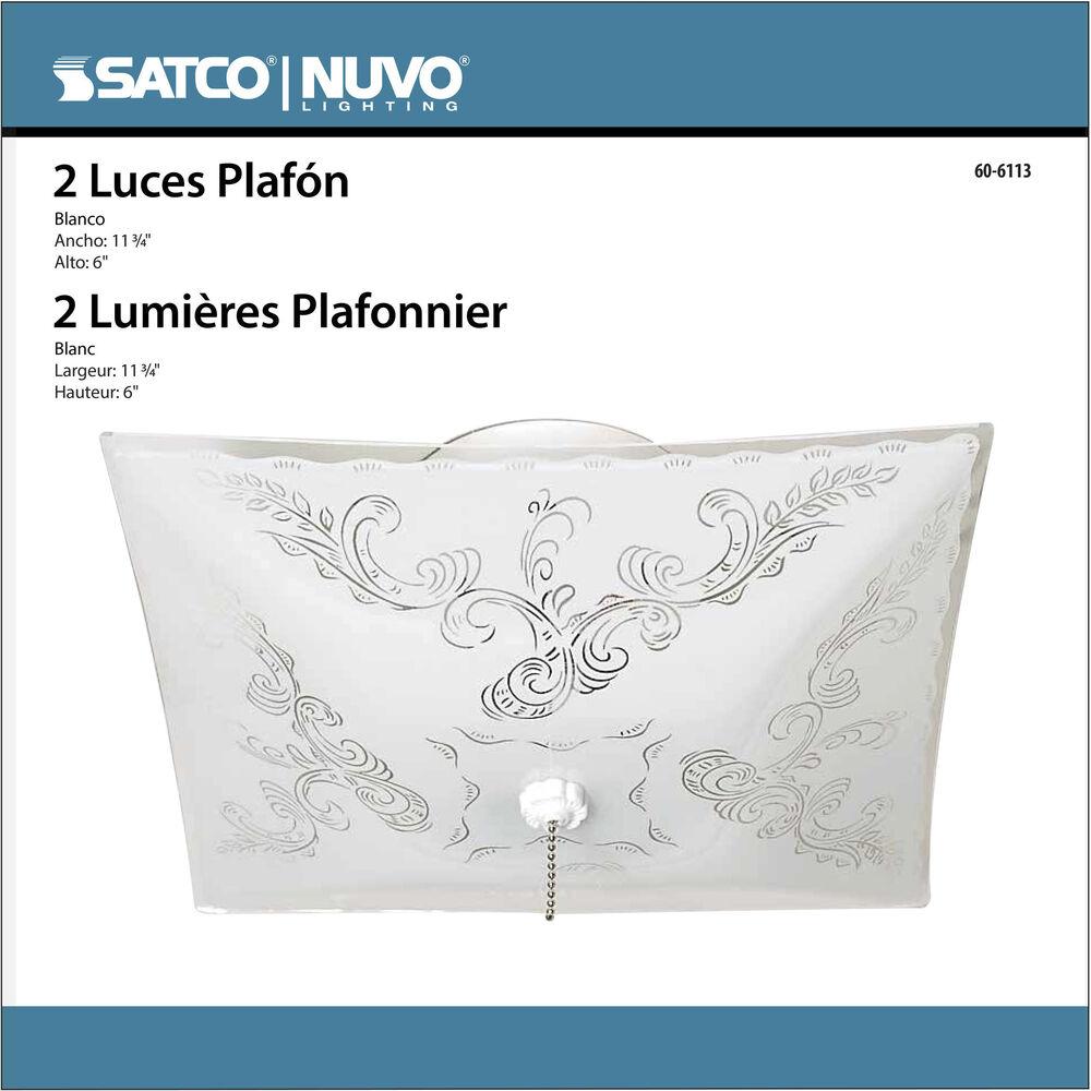 Nuvo Lighting Brentwood 2 Light 12 Inch White Flush Mount Ceiling Light