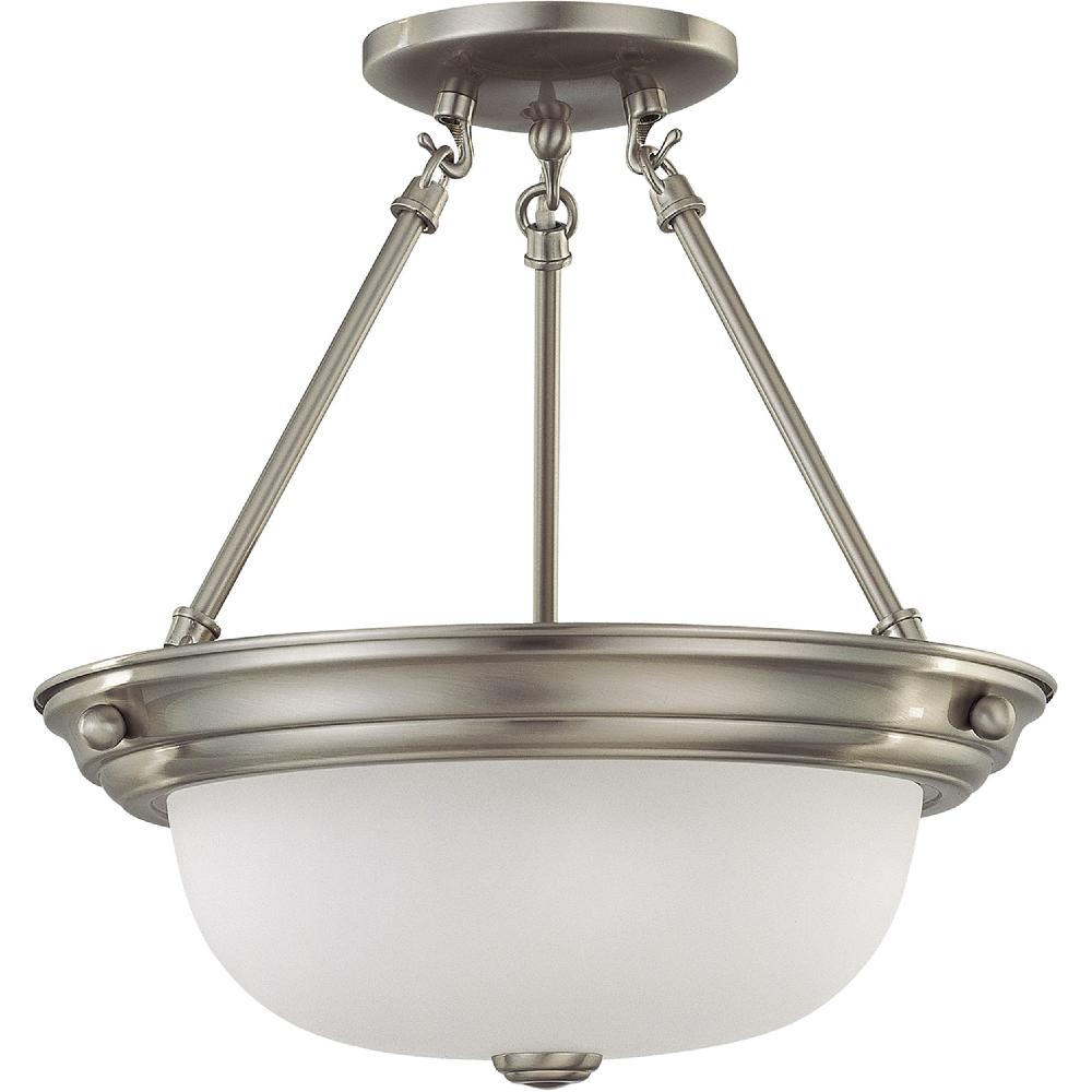 nuvo lighting Brentwood 2 Light 13 inch Brushed Nickel Semi-Flush Ceiling Light