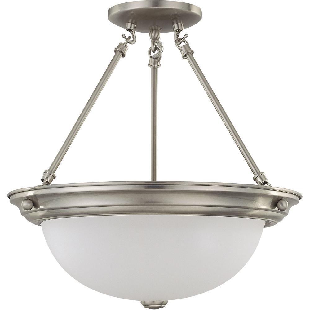 nuvo lighting Brentwood 3 Light 15 inch Brushed Nickel Semi-Flush Ceiling Light