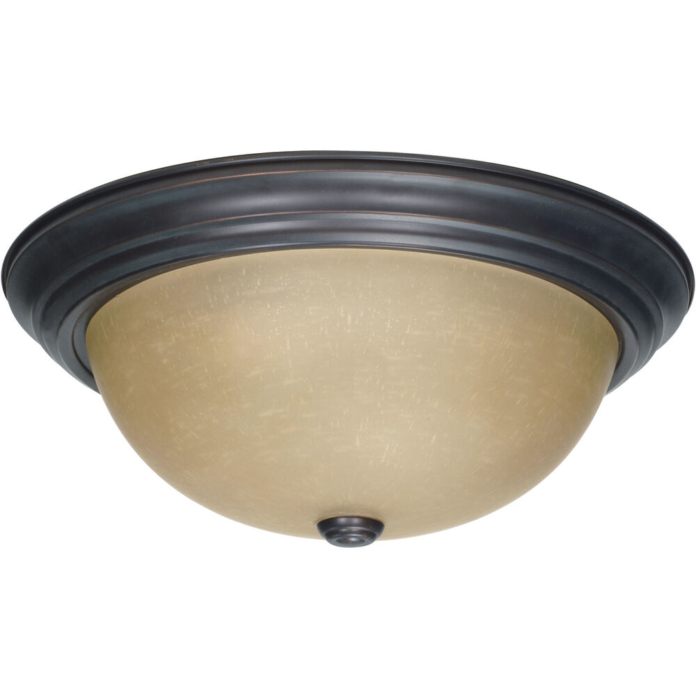 Nuvo Lighting Brentwood 3 Light 15 Inch Mahogany Bronze And Champagne Flush Mount Ceiling Light