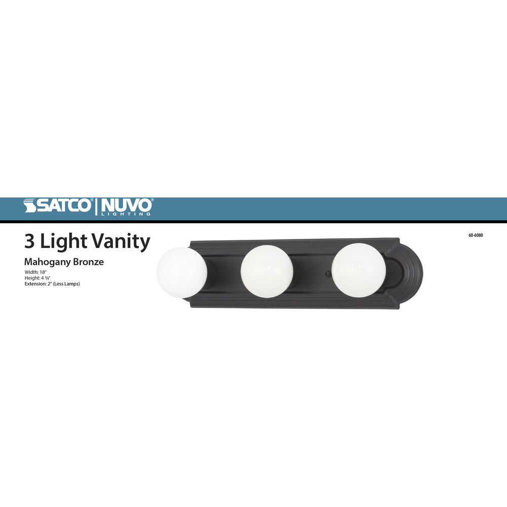 Nuvo Lighting Brentwood 3 Light 18 Inch Mahogany Bronze Vanity Light Wall Light