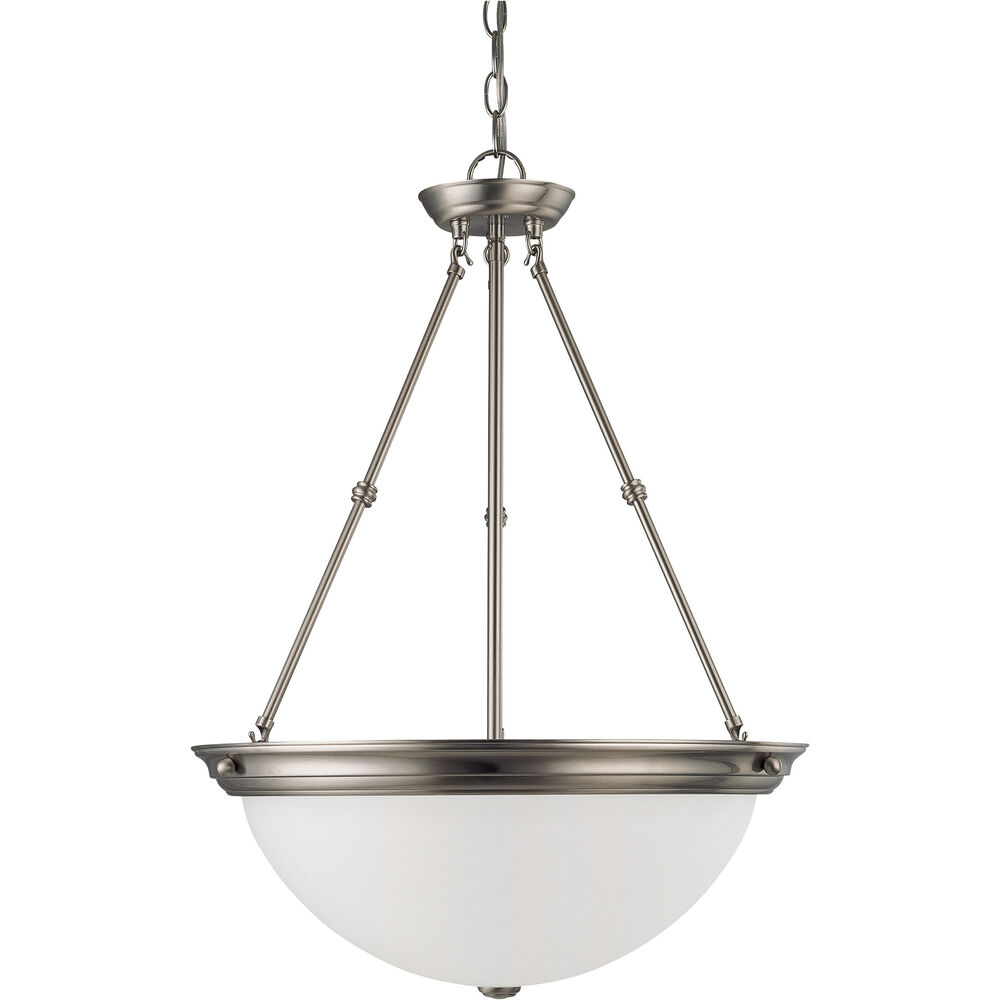 Nuvo Lighting Brentwood 3 Light 20 Inch Brushed Nickel Pendant Ceiling Light