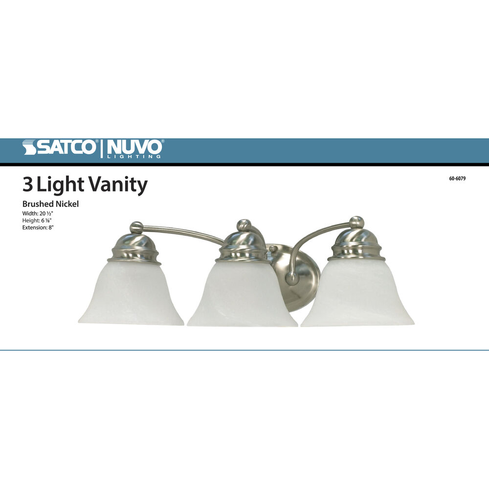 Nuvo Lighting Brentwood 3 Light 21 Inch Brushed Nickel Vanity Light Wall Light