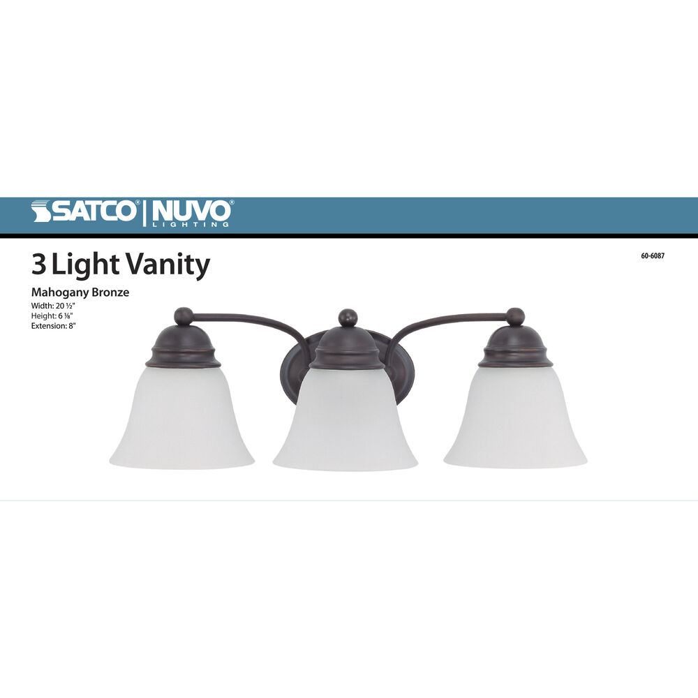 Nuvo Lighting Brentwood 3 Light 21 Inch Mahogany Bronze Vanity Light Wall Light