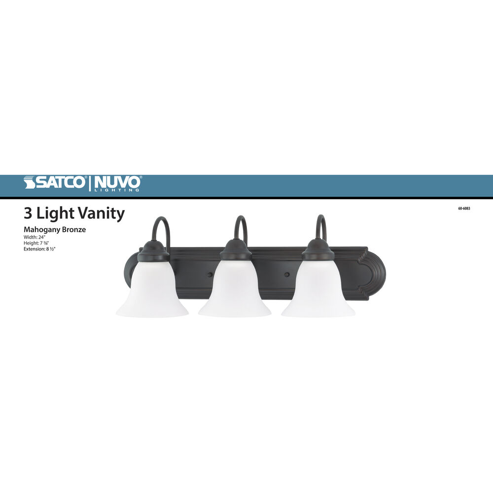 Nuvo Lighting Brentwood 3 Light 24 Inch Mahogany Bronze Vanity Light Wall Light