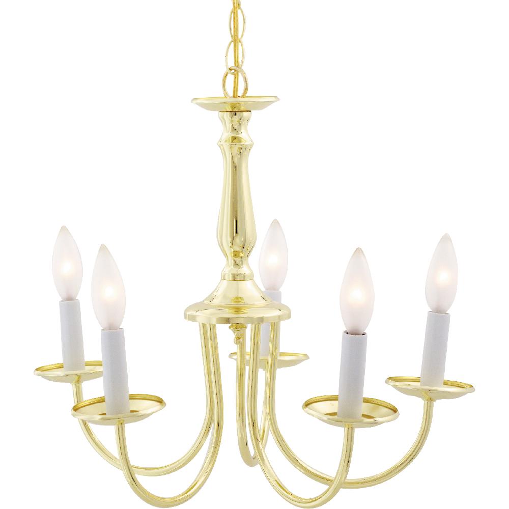 nuvo lighting Brentwood 5 Light 18 inch Polished Brass Chandelier Ceiling Light