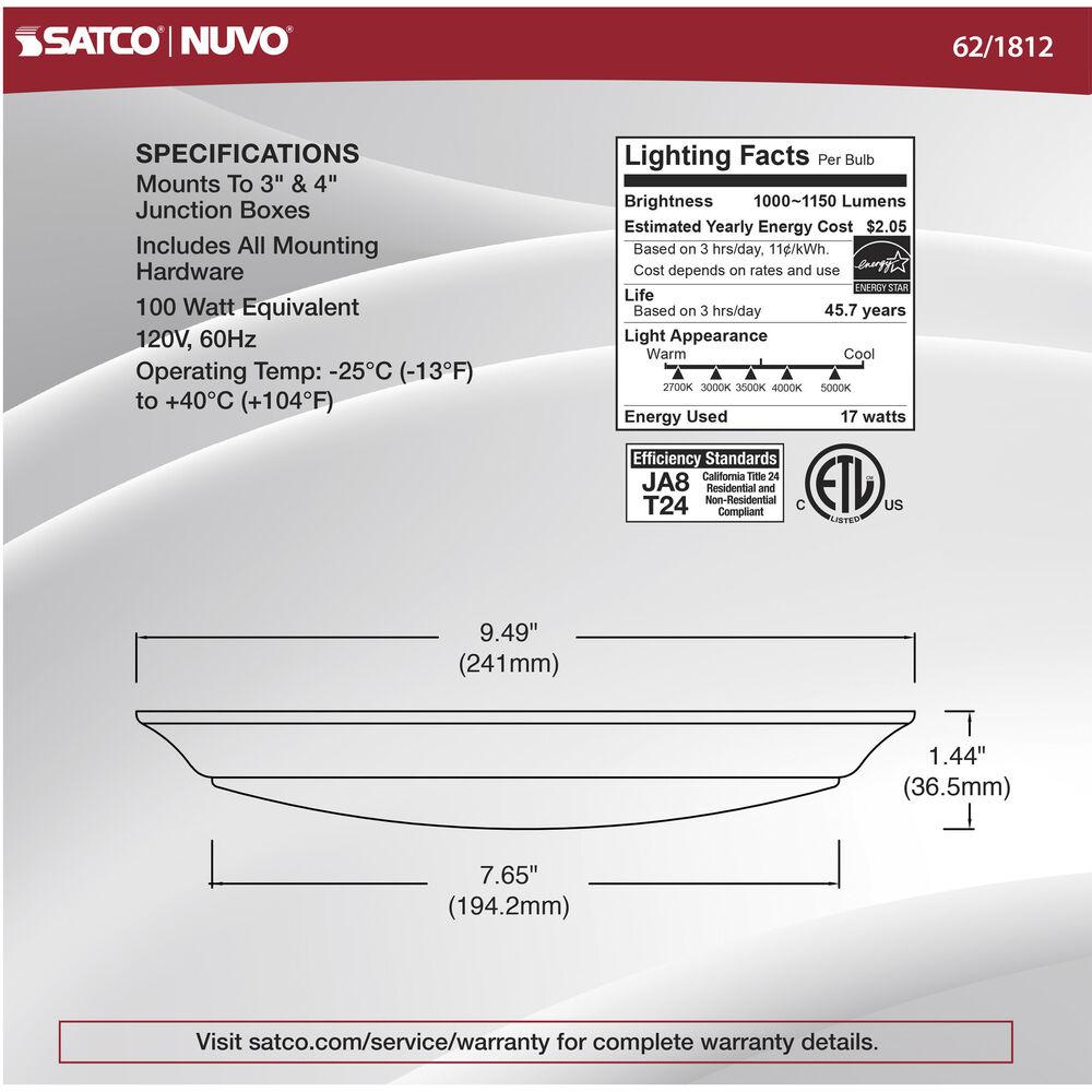 Nuvo Lighting Brentwood Integrated LED Brushed Nickel LED Disk