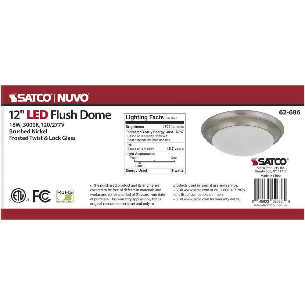 Nuvo Lighting Brentwood LED 11.75 Inch Brushed Nickel Flush Mount Ceiling Light