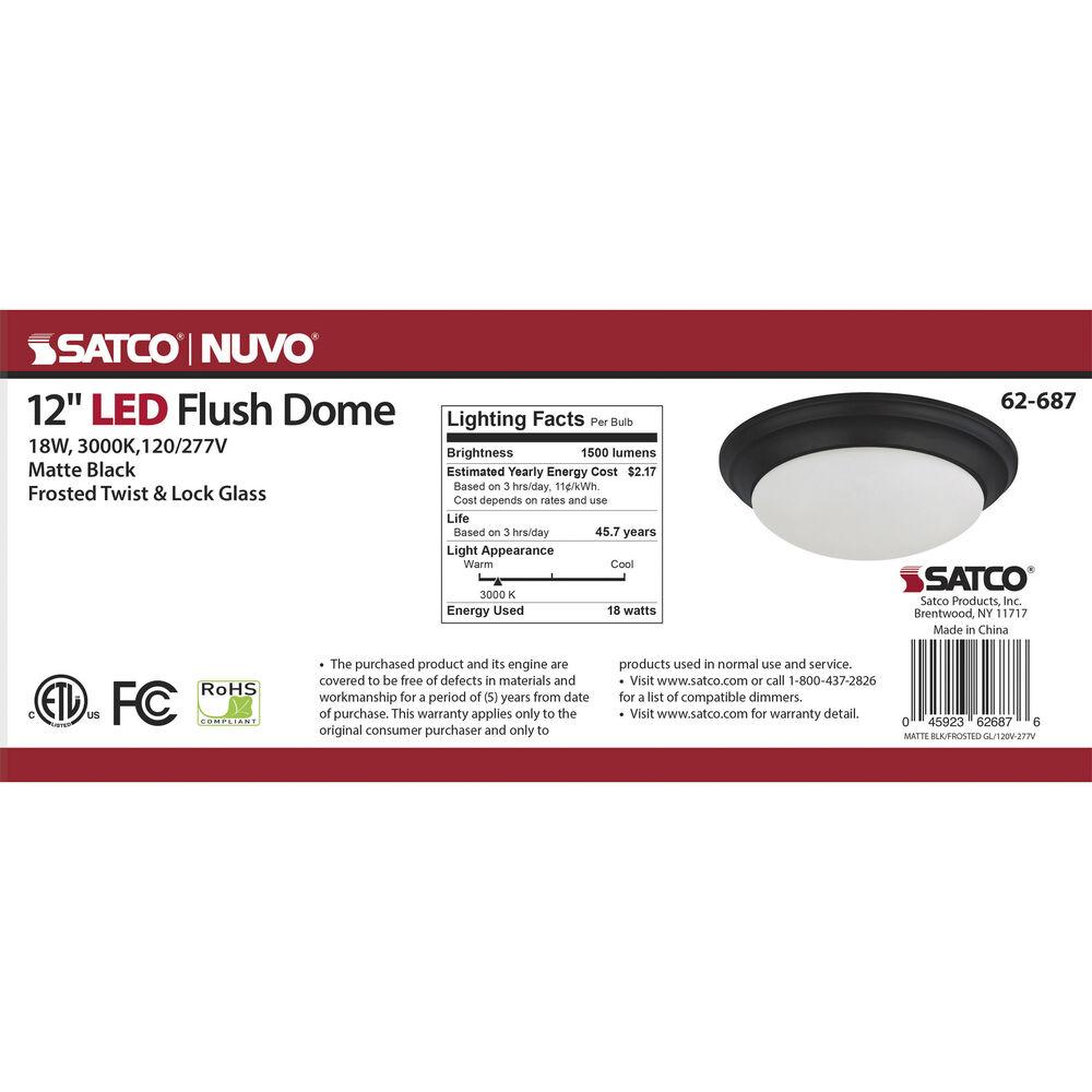 Nuvo Lighting Brentwood LED 11.75 Inch Matte Black Flush Mount Ceiling Light