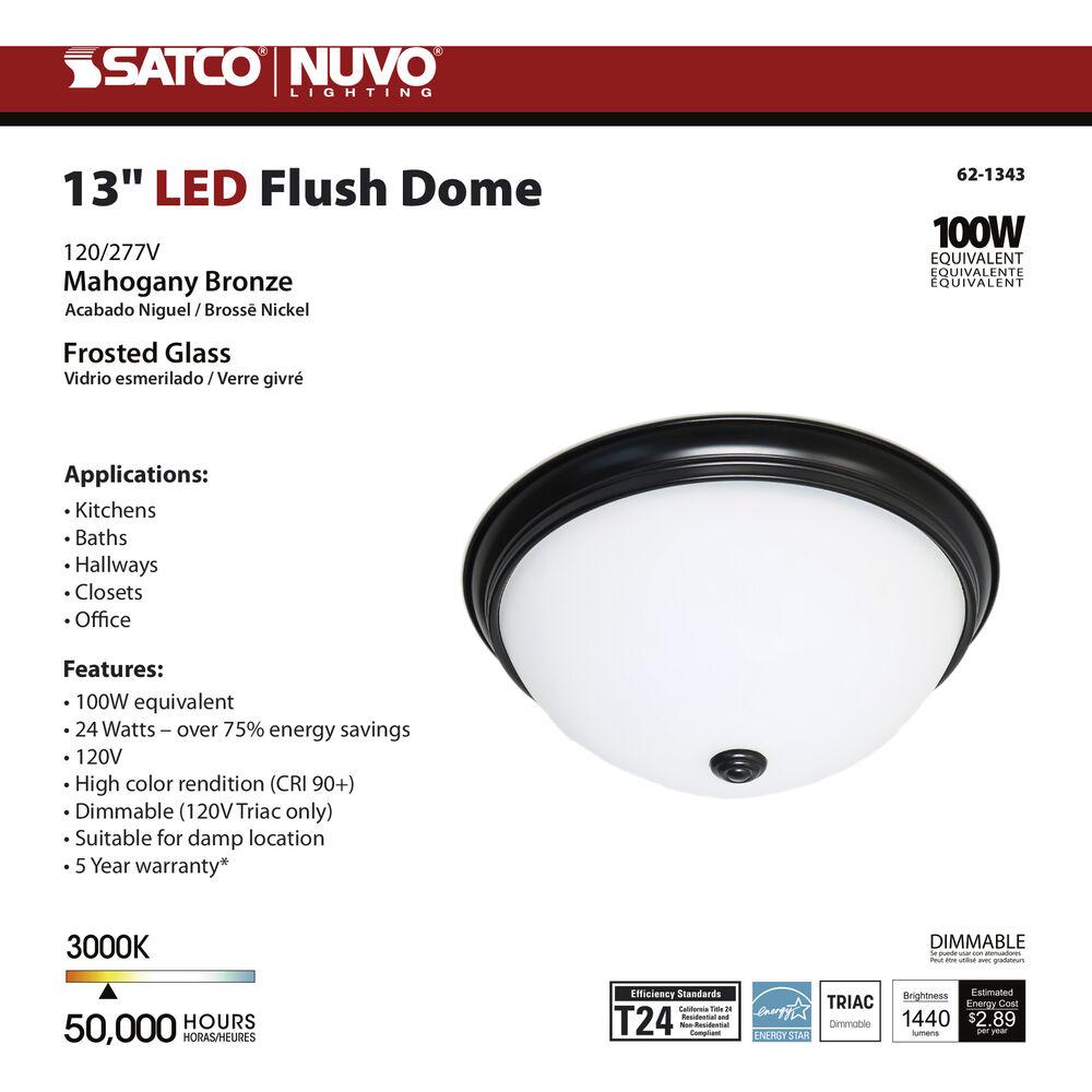 Nuvo Lighting Brentwood LED 13 Inch Mahogany Bronze Flush Mount Ceiling Light