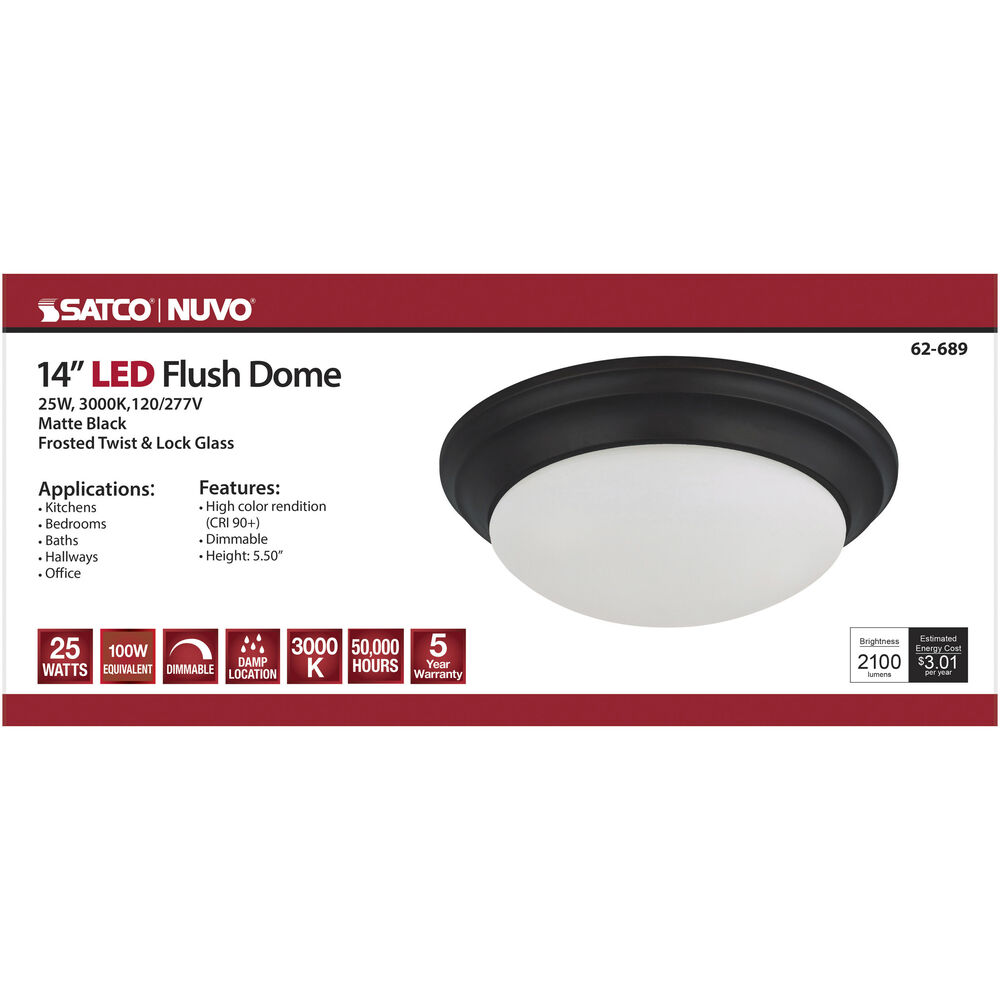 Nuvo Lighting Brentwood LED 14 Inch Matte Black Flush Mount Ceiling Light