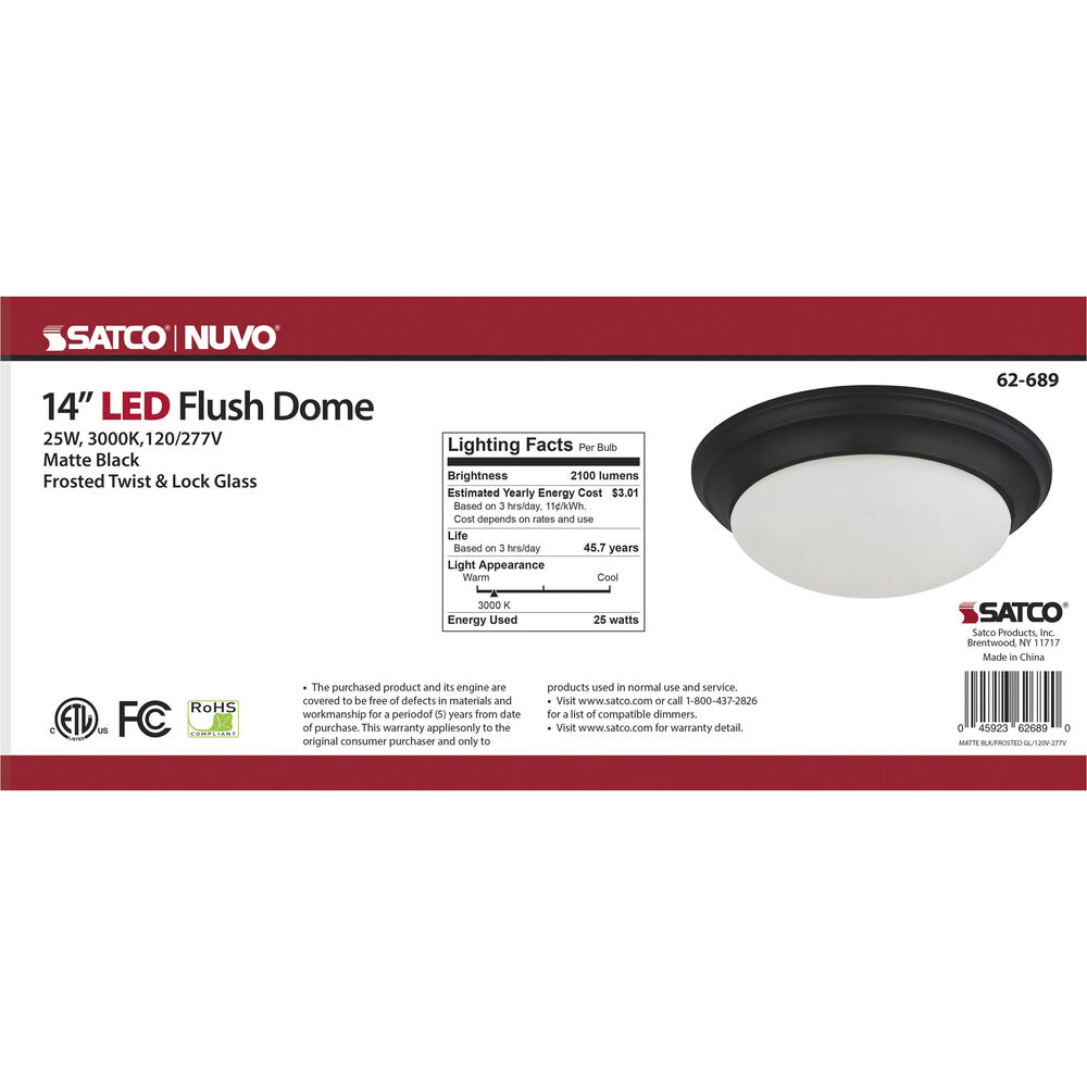 Nuvo Lighting Brentwood LED 14 Inch Matte Black Flush Mount Ceiling Light