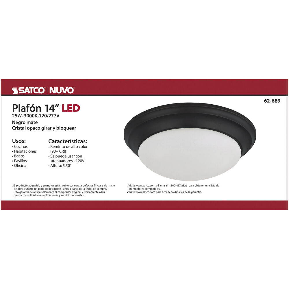 Nuvo Lighting Brentwood LED 14 Inch Matte Black Flush Mount Ceiling Light