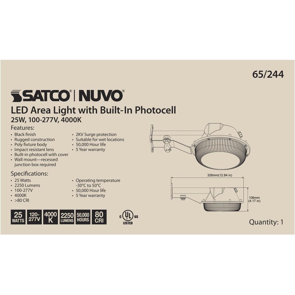 Nuvo Lighting Brentwood LED 4 Inch Black Outdoor Area Light