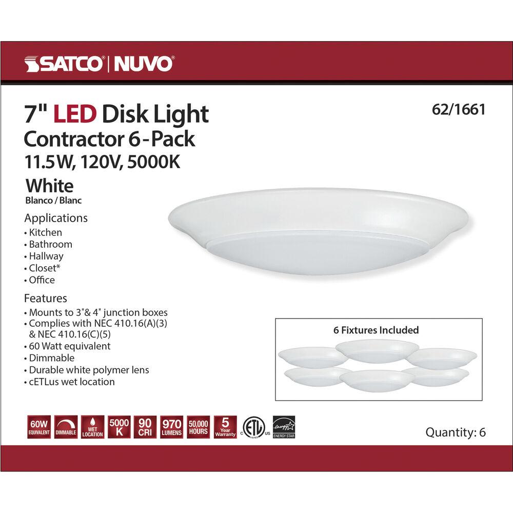 Nuvo Lighting Brentwood LED 7.4 Inch White LED Disk Light Ceiling Light