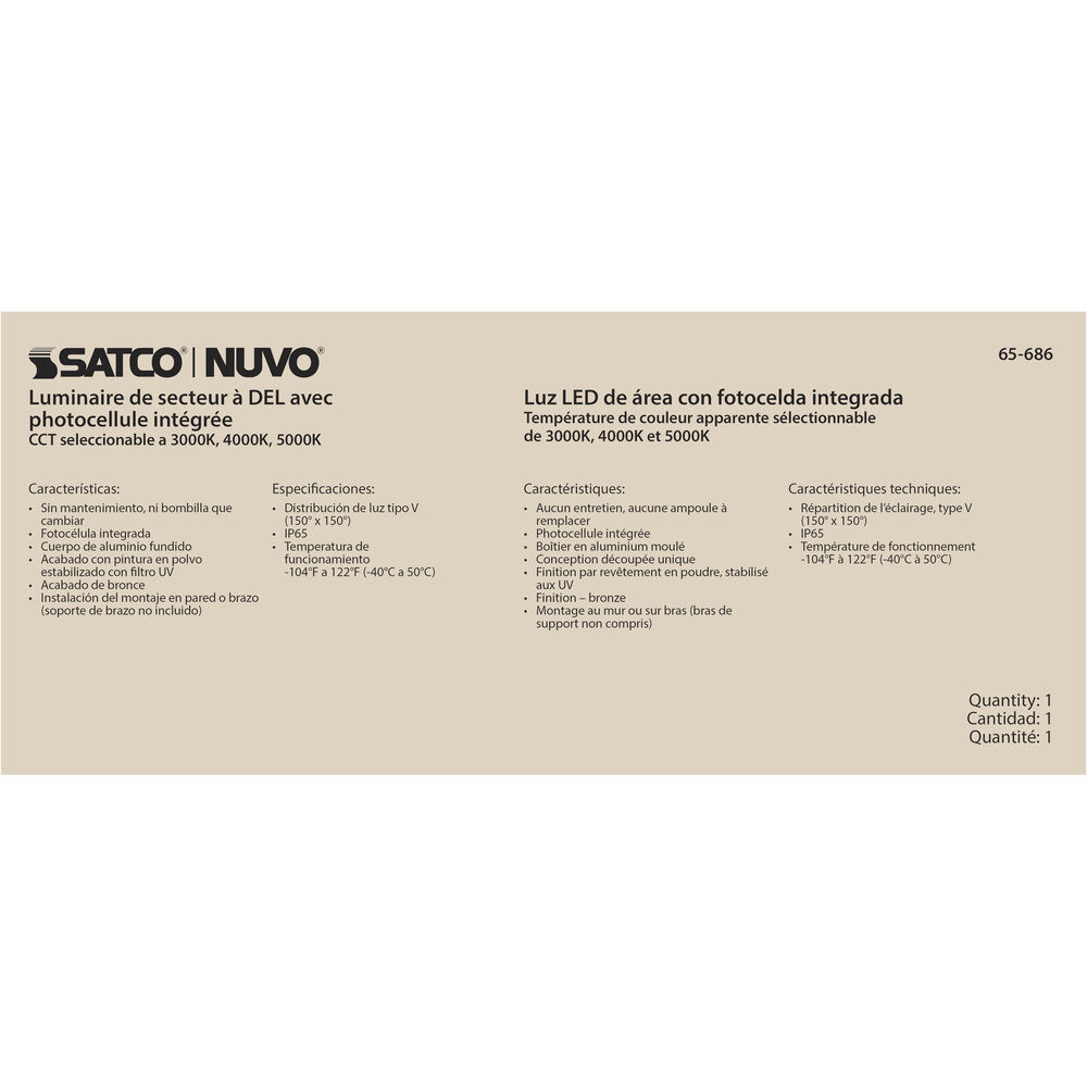 Nuvo Lighting Brentwood LED 7 Inch Bronze Outdoor Area Light