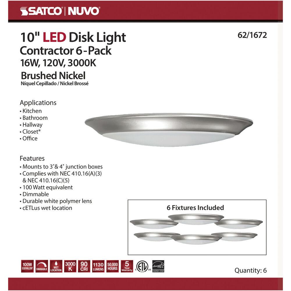 Nuvo Lighting Brentwood LED 9.5 Inch Brushed Nickel LED Disk Light Ceiling Light